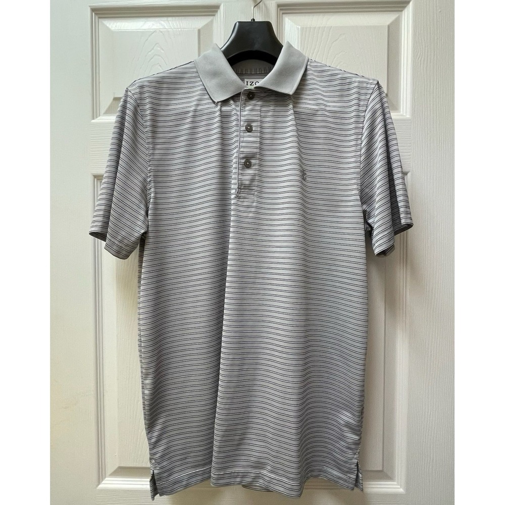 IZOD Golf Men's Medium Gray Striped Polyester Polo